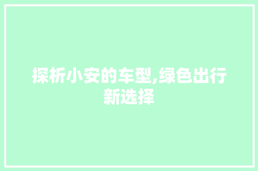 探析小安的车型,绿色出行新选择