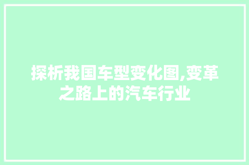 探析我国车型变化图,变革之路上的汽车行业