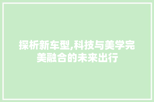 探析新车型,科技与美学完美融合的未来出行