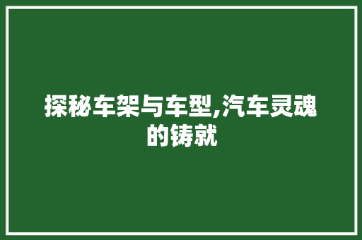 探秘车架与车型,汽车灵魂的铸就