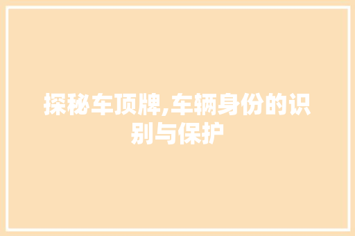 探秘车顶牌,车辆身份的识别与保护
