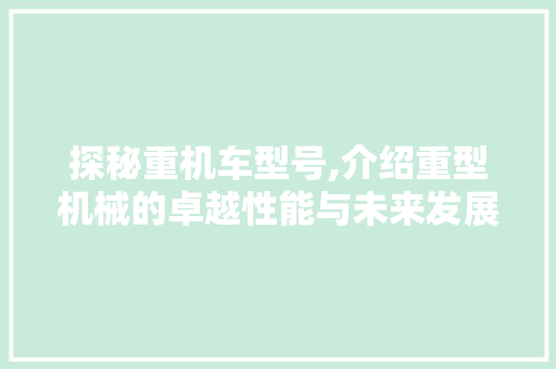 探秘重机车型号,介绍重型机械的卓越性能与未来发展趋势