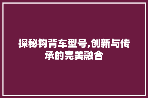 探秘钩背车型号,创新与传承的完美融合