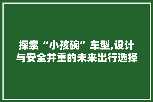 探索“小孩碗”车型,设计与安全并重的未来出行选择