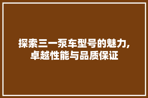 探索三一泵车型号的魅力,卓越性能与品质保证 车灯配件