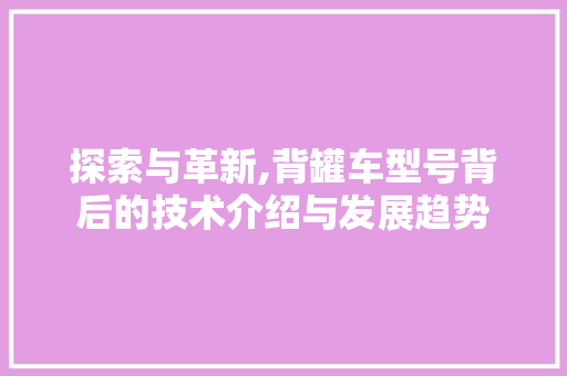 探索与革新,背罐车型号背后的技术介绍与发展趋势