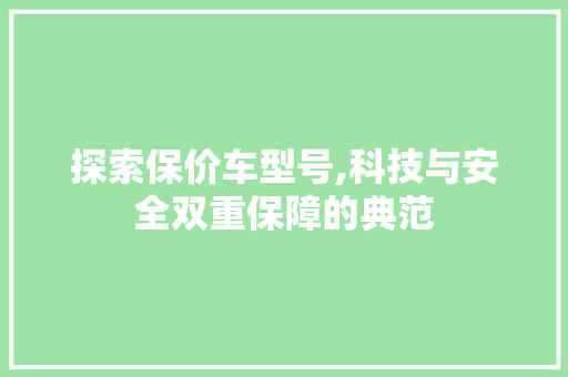 探索保价车型号,科技与安全双重保障的典范