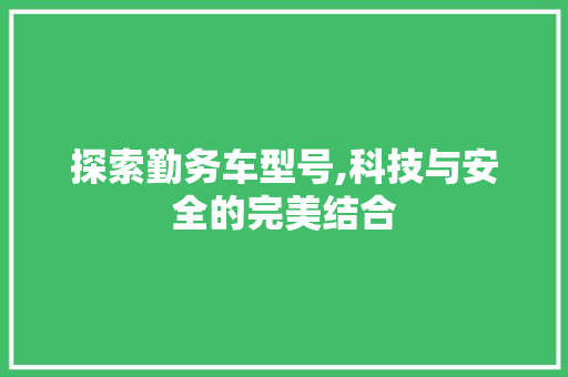 探索勤务车型号,科技与安全的完美结合