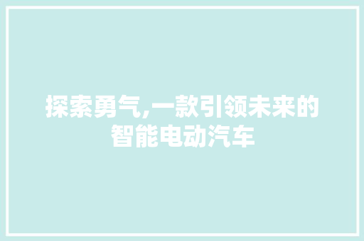 探索勇气,一款引领未来的智能电动汽车