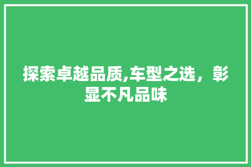 探索卓越品质,车型之选，彰显不凡品味