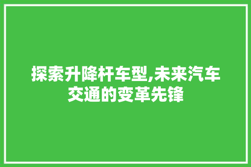 探索升降杆车型,未来汽车交通的变革先锋