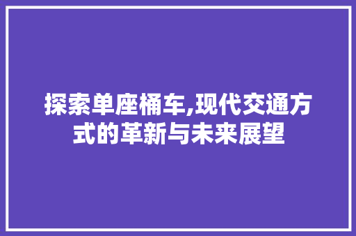 探索单座桶车,现代交通方式的革新与未来展望