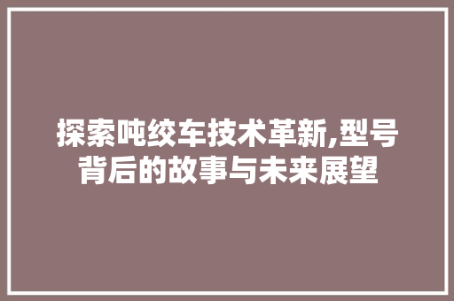 探索吨绞车技术革新,型号背后的故事与未来展望