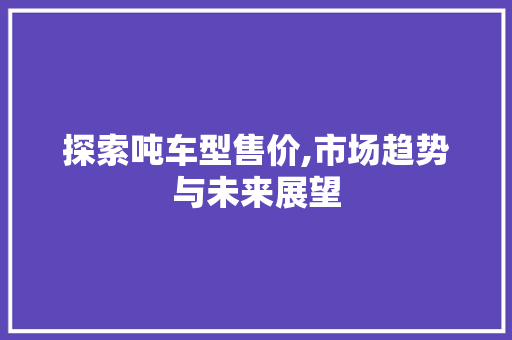 探索吨车型售价,市场趋势与未来展望