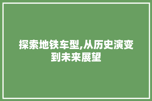 探索地铁车型,从历史演变到未来展望