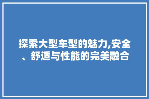 探索大型车型的魅力,安全、舒适与性能的完美融合