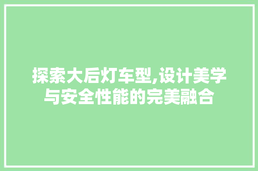 探索大后灯车型,设计美学与安全性能的完美融合
