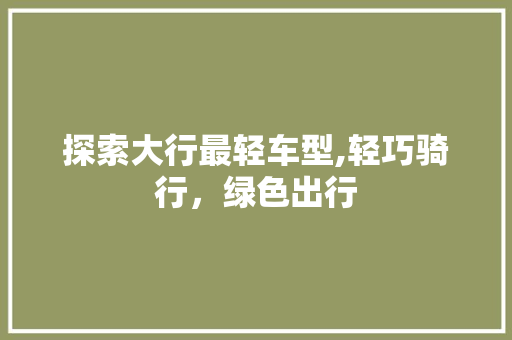 探索大行最轻车型,轻巧骑行，绿色出行