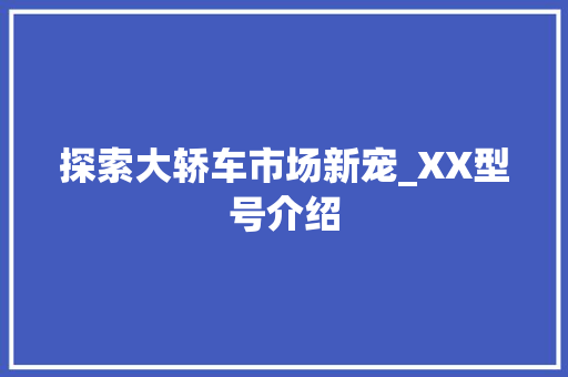 探索大轿车市场新宠_XX型号介绍