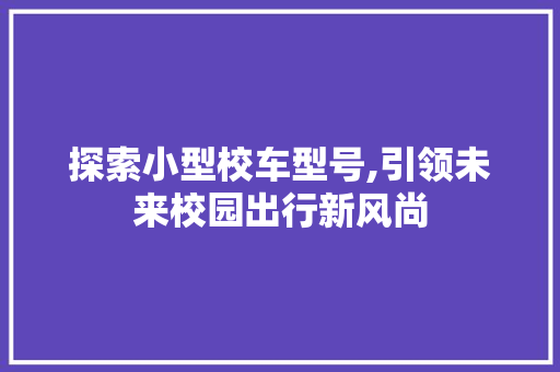 探索小型校车型号,引领未来校园出行新风尚