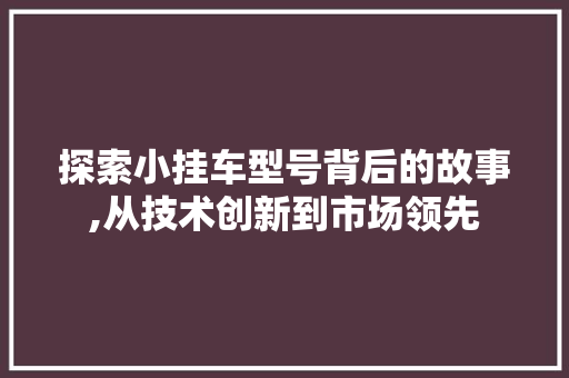 探索小挂车型号背后的故事,从技术创新到市场领先