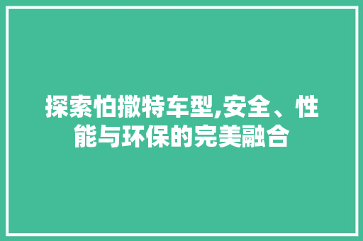 探索怕撒特车型,安全、性能与环保的完美融合