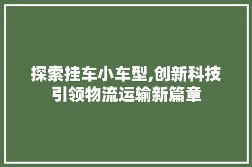 探索挂车小车型,创新科技引领物流运输新篇章