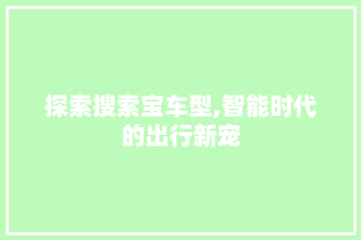 探索搜索宝车型,智能时代的出行新宠