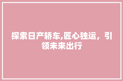 探索日产轿车,匠心独运，引领未来出行