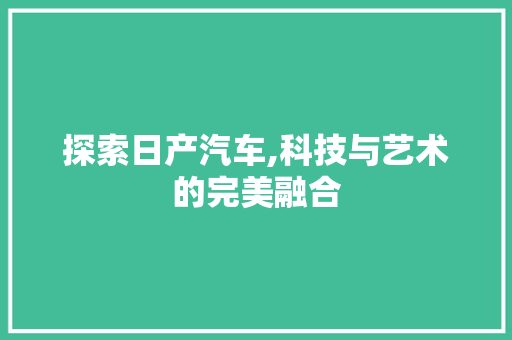 探索日产汽车,科技与艺术的完美融合