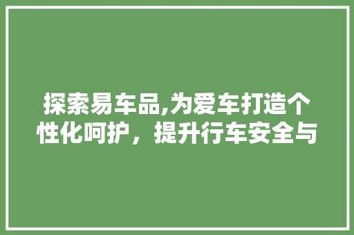 探索易车品,为爱车打造个性化呵护，提升行车安全与舒适度