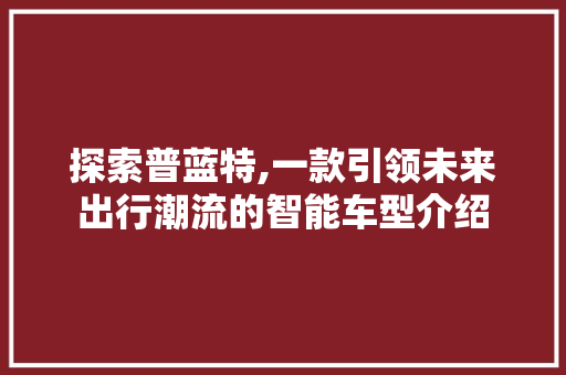 探索普蓝特,一款引领未来出行潮流的智能车型介绍