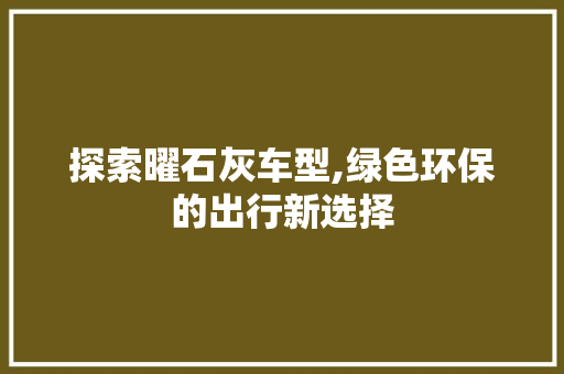 探索曜石灰车型,绿色环保的出行新选择