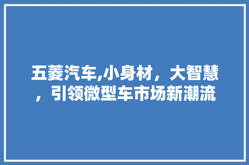 五菱汽车,小身材，大智慧，引领微型车市场新潮流