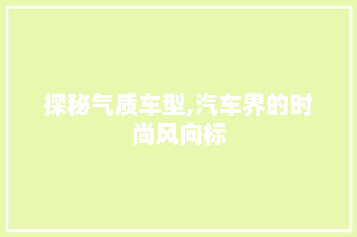 探秘气质车型,汽车界的时尚风向标