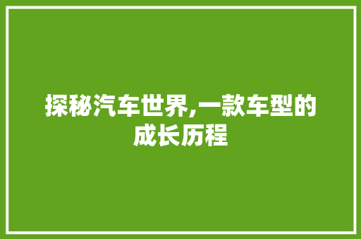 探秘汽车世界,一款车型的成长历程