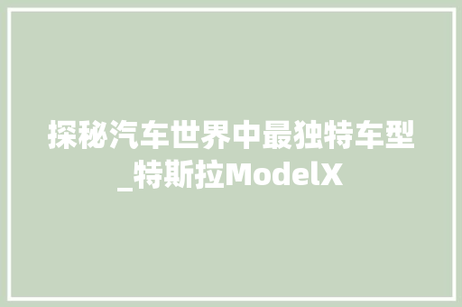 探秘汽车世界中最独特车型_特斯拉ModelX