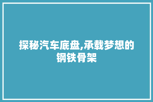 探秘汽车底盘,承载梦想的钢铁骨架