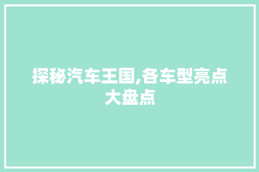 探秘汽车王国,各车型亮点大盘点
