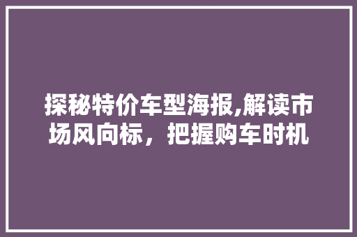 探秘特价车型海报,解读市场风向标，把握购车时机