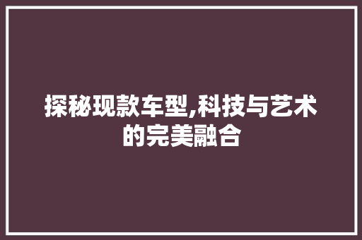 探秘现款车型,科技与艺术的完美融合