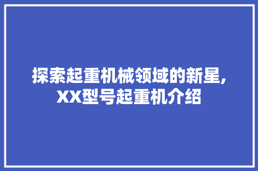 探索起重机械领域的新星,XX型号起重机介绍