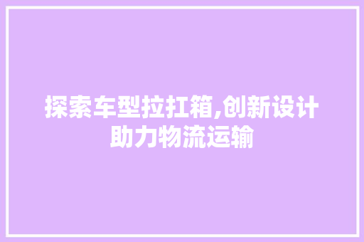 探索车型拉扛箱,创新设计助力物流运输