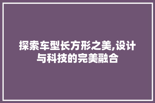 探索车型长方形之美,设计与科技的完美融合