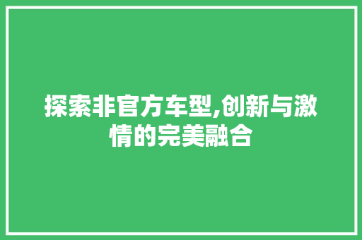 探索非官方车型,创新与激情的完美融合
