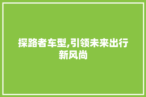 探路者车型,引领未来出行新风尚