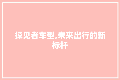 探见者车型,未来出行的新标杆
