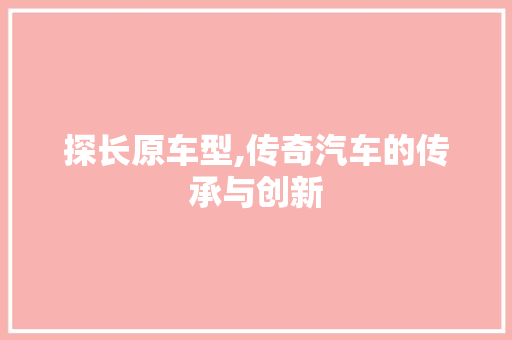 探长原车型,传奇汽车的传承与创新