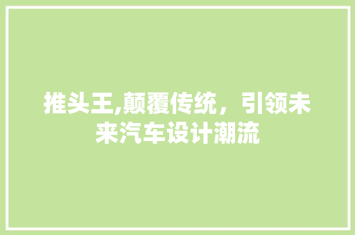 推头王,颠覆传统，引领未来汽车设计潮流
