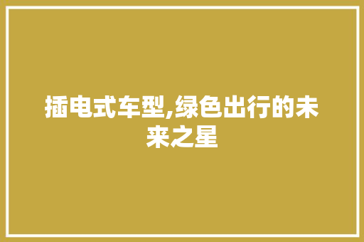 插电式车型,绿色出行的未来之星
